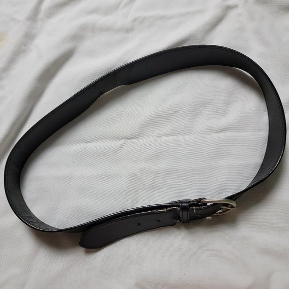 Accessories - Women's Basic Black Man-made Faux Leather Belt